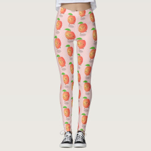 Cute happy peach yellow cartoon leggings