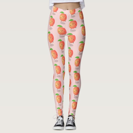 Cute happy peach yellow cartoon leggings (Voorkant)