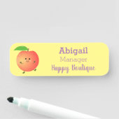 Cute happy peach yellow cartoon naamplaatje (In situ)