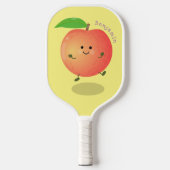 Cute happy peach yellow cartoon pickleball paddle (Voorkant)