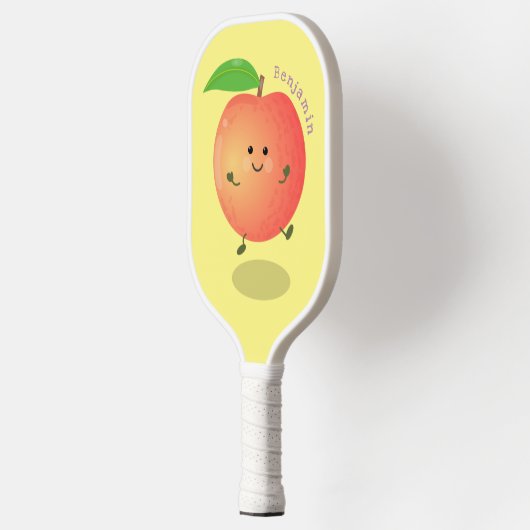 Cute happy peach yellow cartoon pickleball paddle (Links)