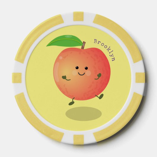 Cute happy peach yellow cartoon poker chips (Voorkant)