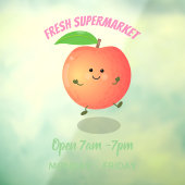 Cute happy peach yellow cartoon raamsticker (Vel 3)