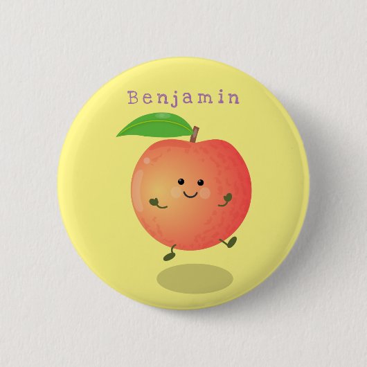 Cute happy peach yellow cartoon ronde button 5,7 cm (Voorkant)