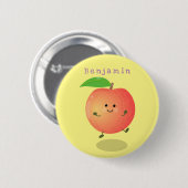 Cute happy peach yellow cartoon ronde button 5,7 cm (Voorkant /achterkant)