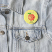 Cute happy peach yellow cartoon ronde button 5,7 cm (In situ)