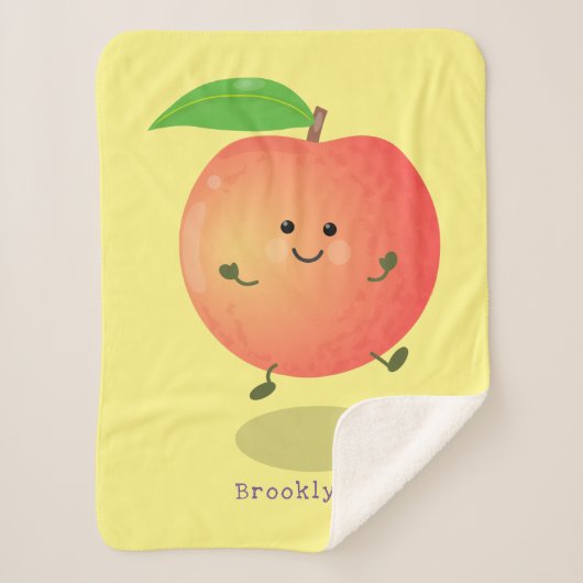 Cute happy peach yellow cartoon sherpa deken (Voorkant)