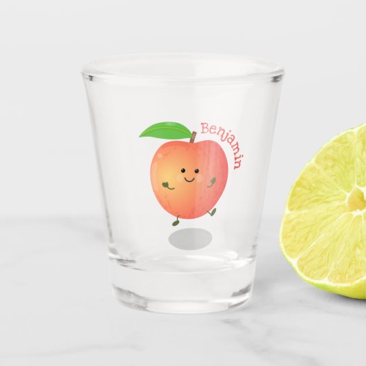 Cute happy peach yellow cartoon shot glas (Voorkant)