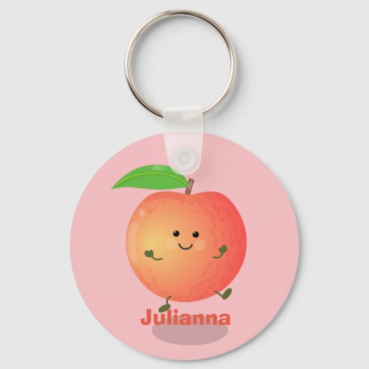 Cute happy peach yellow cartoon sleutelhanger (Voorkant)