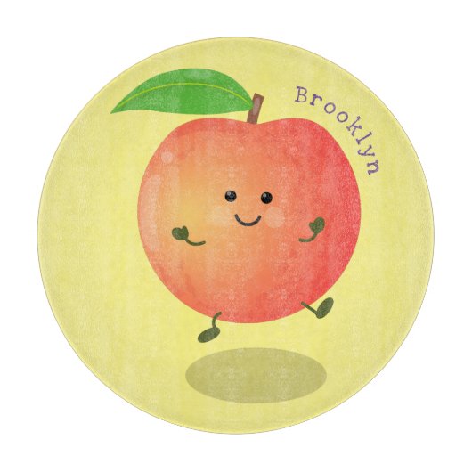 Cute happy peach yellow cartoon snijplank (Voorkant)