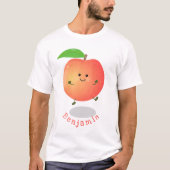 Cute happy peach yellow cartoon t-shirt (Voorkant)