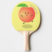 Cute happy peach yellow cartoon tafeltennisbatje (Achterkant)