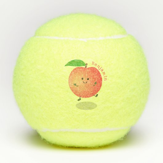 Cute happy peach yellow cartoon tennisballen (Voorkant)
