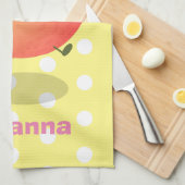 Cute happy peach yellow cartoon theedoek (Quarter Fold)