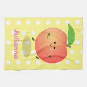 Cute happy peach yellow cartoon theedoek (Horizontaal)