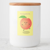 Cute happy peach yellow cartoon voedselcontainer etiket (Voorkant)