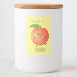 Cute happy peach yellow cartoon voedselcontainer etiket