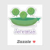 Cute happy peas in pod cartoon illustratie sticker (Vel)