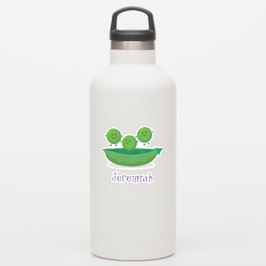 Cute happy peas in pod cartoon illustratie sticker (Waterfles)