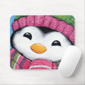 Cute Happy Penguin geperst voor de winter Muismat (Met muis)