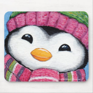 Cute Happy Penguin geperst voor de winter Muismat