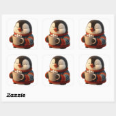 Cute Happy Penguin in Sweater Hot Cocoa Vierkante Sticker (Vel)