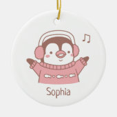 Cute Happy Penguin in Sweater Personalized Keramisch Ornament (Voorkant)