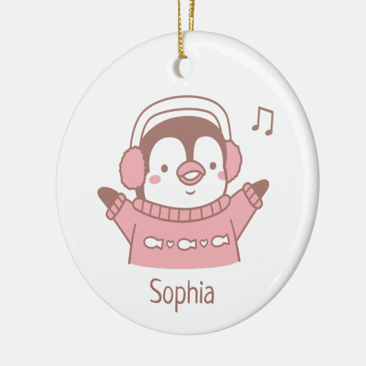 Cute Happy Penguin in Sweater Personalized Keramisch Ornament (Links)