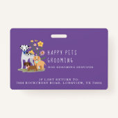 Cute Happy Pet Family Pet Care & Groomoming Photo Badge (Achterkant)