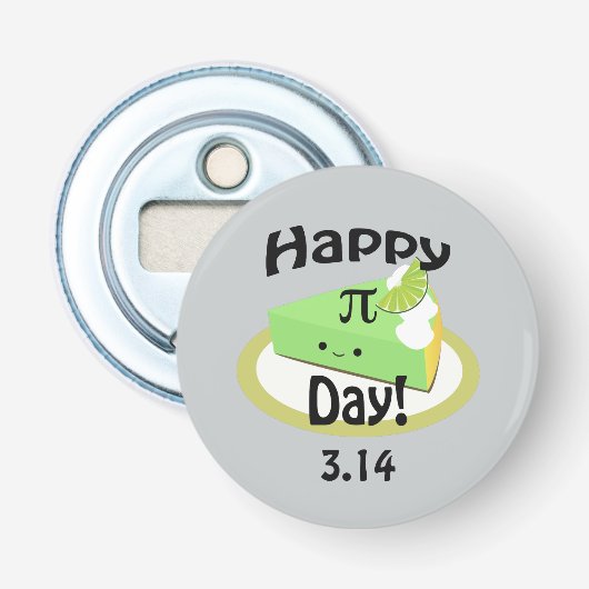 Cute Happy Pi Day Button Flesopener (Voorkant)