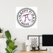 Cute Happy Pi Day © - Funny Pi Poster (Thuiskantoor)