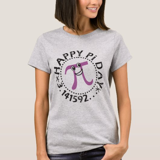 Cute Happy Pi Day © Paars Pi Symbol T-Shirt (Voorkant)