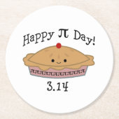 Cute Happy Pi Day Ronde Kartonnen Onderzetter (Voorkant)