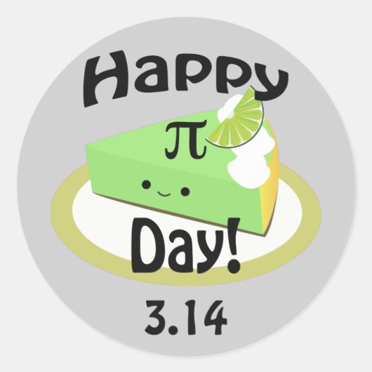 Cute Happy Pi Day Ronde Sticker (Voorkant)