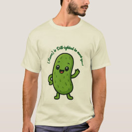 Cute Happy Pickle Kawaii Cartoon - Personalizable  T-shirt