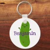 Cute happy pickle komkommer cartoon illustratie sleutelhanger (Voorkant)