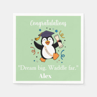 Cute Happy Pinguïn Afstudeerfeest Servet