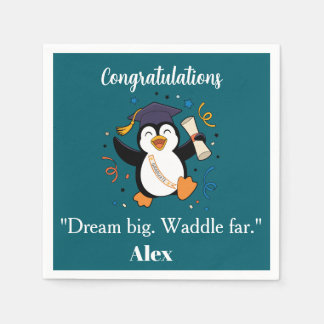 Cute Happy Pinguïn Afstudeerfeest Servet