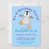 Cute happy pinguin chick cartoon 2 jaar kaart (Voorkant)