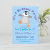Cute happy pinguin chick cartoon 2 jaar kaart (Staand voorkant)
