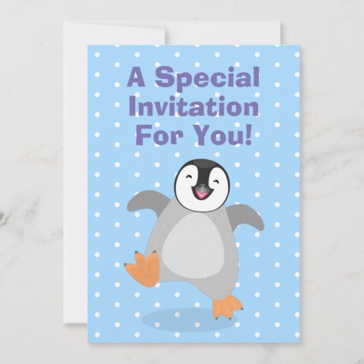 Cute happy pinguin chick cartoon 2 jaar kaart (Achterkant)