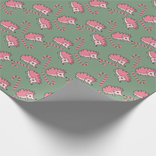 Cute Happy Pink Hedgehog Cadeaupapier (Hoek)