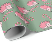 Cute Happy Pink Hedgehog Cadeaupapier (Rol Hoek)
