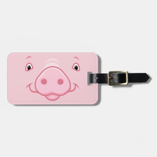 Cute Happy Pink Pig Face Bagagelabel (Voorkant horizontaal)