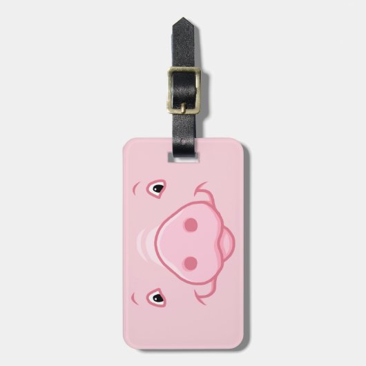 Cute Happy Pink Pig Face Bagagelabel (Voorkant verticaal)