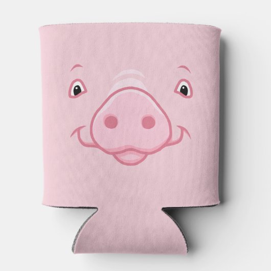 Cute Happy Pink Pig Face Blikjeskoeler (Achterkant)