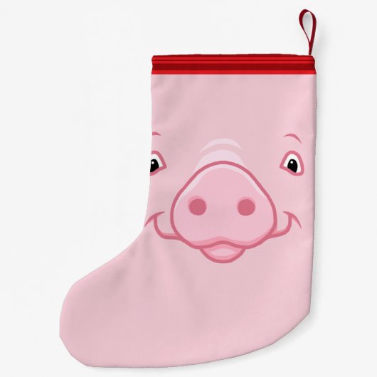 Cute Happy Pink Pig Face Kleine Kerstsok (Achterkant)