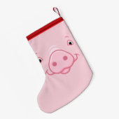 Cute Happy Pink Pig Face Kleine Kerstsok (Achterkant (Hangend))