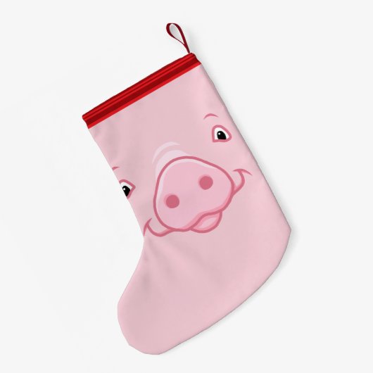 Cute Happy Pink Pig Face Kleine Kerstsok (Achterkant (Hangend))