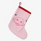 Cute Happy Pink Pig Face Kleine Kerstsok (Voorkant (Hangend))